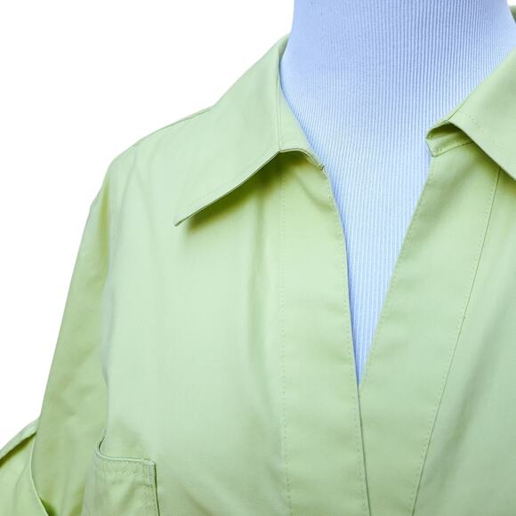 Chico's Yellow Green No Iron Button Down Short Sleeve Shirt Roll Tab Chicos 3 XL - Picture 3 of 16